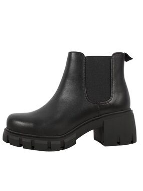 SODA PIONEER WOMENS LUG SOLE FAUX LEATHER CHELSEA ANKLE BOOTIE SZ 8 PULL ON